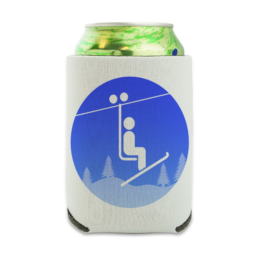 Skiing Ski Lift Symbol in Snow Can Cooler Drink Sleeve Hugger