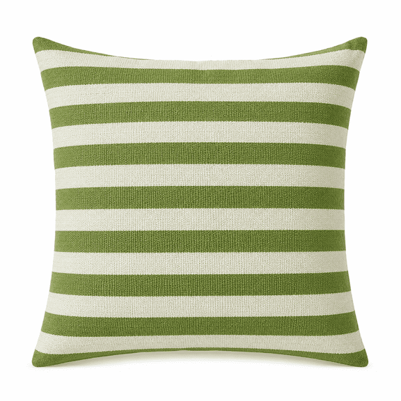Decorative Couch Cushion For Patio Garden Furniture Weather-Resistant Seating Accessory Green Striped Outdoor Throw Pillow
