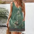 thumbnail image 7 of Uaswgudfs ​V-Neck Sleeveless Floral Sundress with Side Split & Minimalist Detail - Casual Summer Dresses for Women 2025 Midi Dress​ Green-A 2XL, 7 of 7