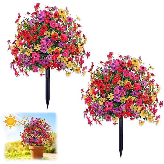 Artificial Flowers 23x16 Inch 2 Pack,Realistic Petunia Flowers for Outdoor Planters, Garden, Patio and Porch Decor