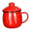 thumbnail image 3 of Taza de esmalte de 380 ml para beber, taza de camping, taza de café con asa, taza de té para picnic Rojo, 3 of 9