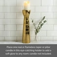 thumbnail image 6 of Elements 4X16 Inch Gold Foil Ceramic Candle Holder, 6 of 9