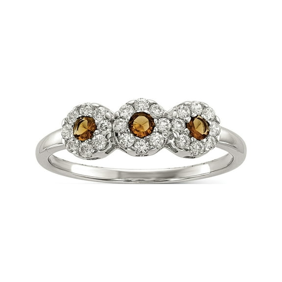 Sterling Silver Champagne CZ Ring