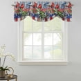 thumbnail image 2 of Tie Up Valances for Windows, Red Blue Flower Adjustable Valance Curtains Window Treatment for Living Room, Patriotic Poppy Bird Stars Stripes Flag Rod Pocket Kitchen Curtains & Drapes 42x18 Inch, 2 of 9