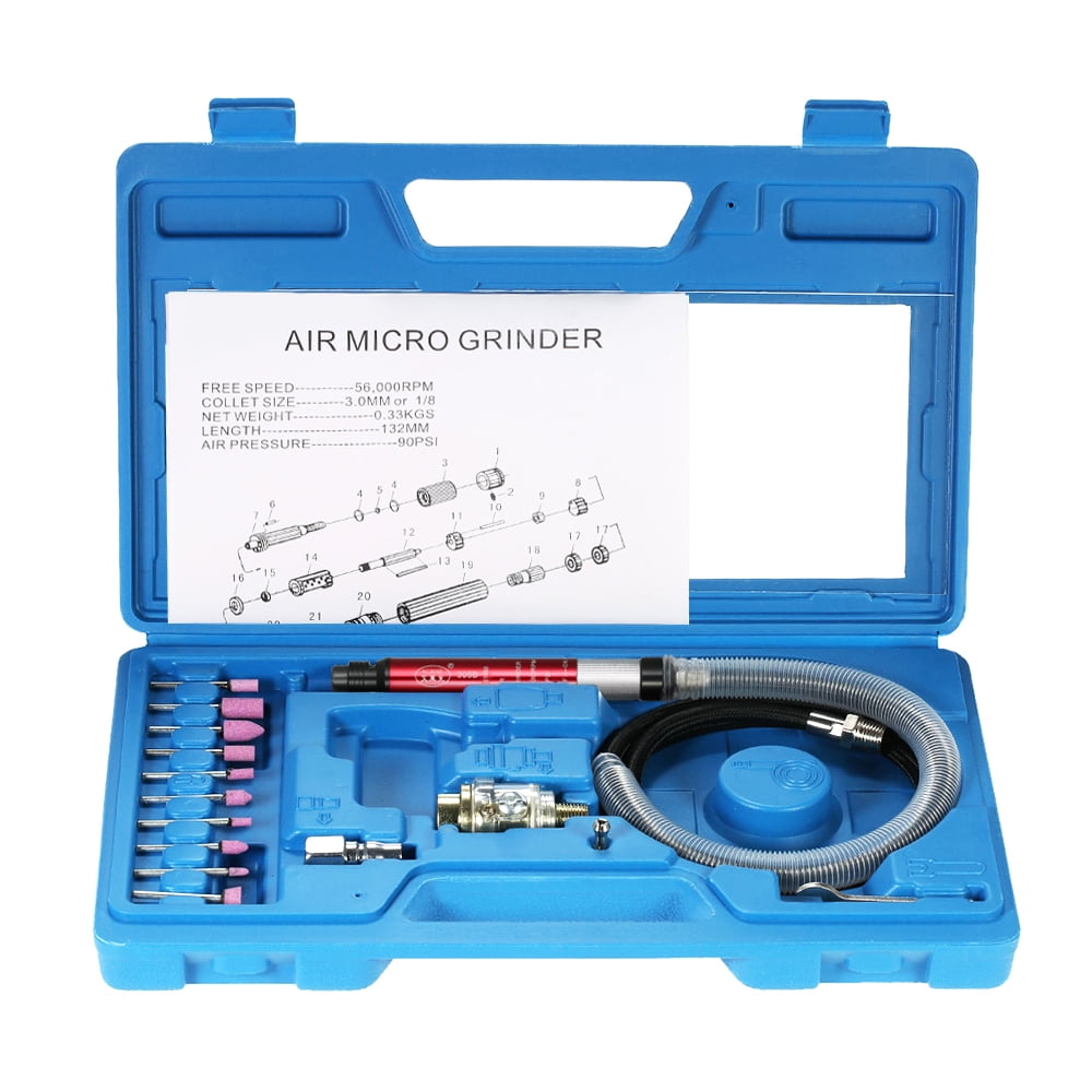 1/8” Air Micro Grinder Pencil Type Tool Kit For 54000RPM 90 PSI Die Grinder 