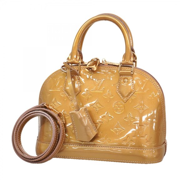 Pre-Owned Louis Vuitton Alma BB Vernis Handbag M91752 Beige Poudre 2-way bag for women
