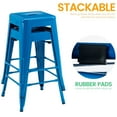 thumbnail image 4 of 24 Inch Metal Bar Stools Set of 2, Stackable Backless Industrial Stools for Indoor Outdoor Kitchen Dining Patio Garden Classroom (Blue), 4 of 11