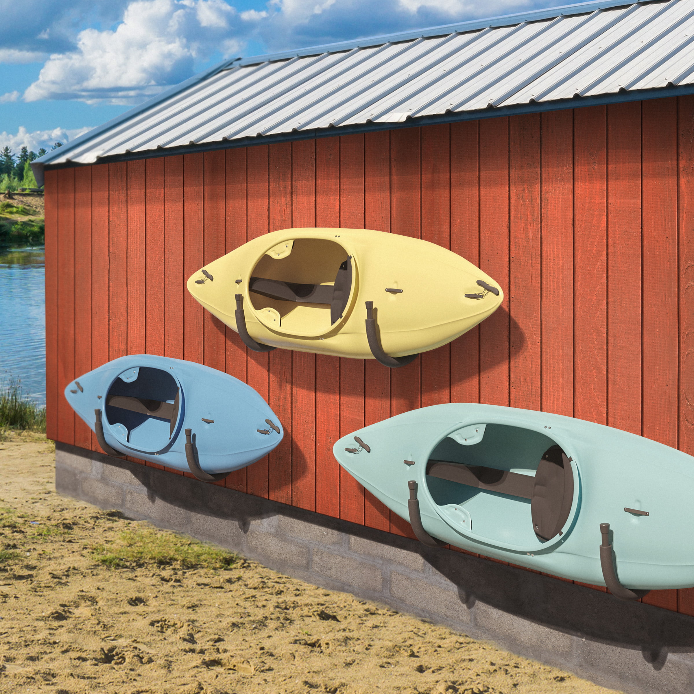 Leisure Sports Set of 2 Kayak Storage Wall Hangers - Black-Orange -  20434539