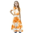 thumbnail image 6 of KkSLirnhs 13Y Girls Dresses 6-12 Girls Dresses Size 10 Summer Vibes Girls' Tie-Dye Dress - Soft Cotton Blend Short Sleeve Gradient Midi Casual Wear Orange, 6 of 9