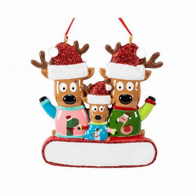Árbol De Navidad Personalizado Con Familia De Renos, Ciervo, Santa, Familia, Alce, Vacaciones, Invierno, Tradición, Decoración De Regalo matsuzay HA042658-02