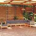 thumbnail image 5 of vidaXL Solid Pinewood Patio Lounge Set 8 Piece with Cushions Multi Colors, 5 of 17