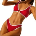 thumbnail image 2 of HUPOM Plus Size Swimsuit For Women Mid Waist Sheath Bikinis Bikini Beach Underwire Swimwear Clearance Red size 4, 2 of 7