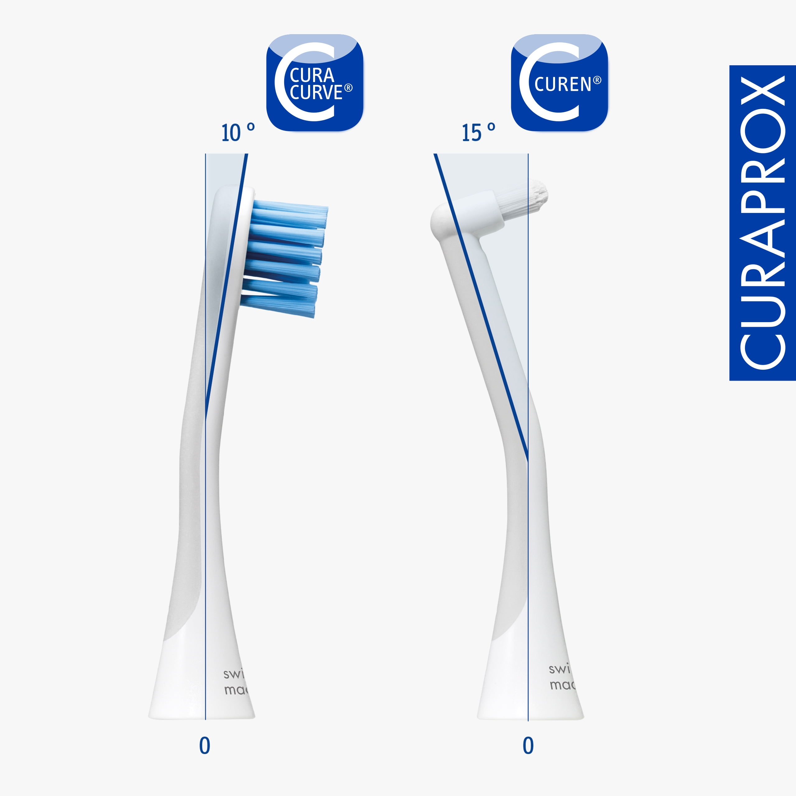 Curaprox Hydrosonic Single Duo Brush Heads, 2-Pack for Precision Cleaning Around Braces and Implants