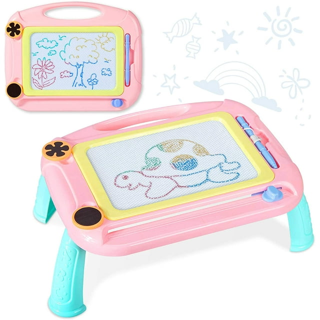 Tablero de dibujo magnético para niños pequeños, tablero grande para garabatear, almohadilla de dibujo para pintura con patas de mesa desmontables para niñas y niños