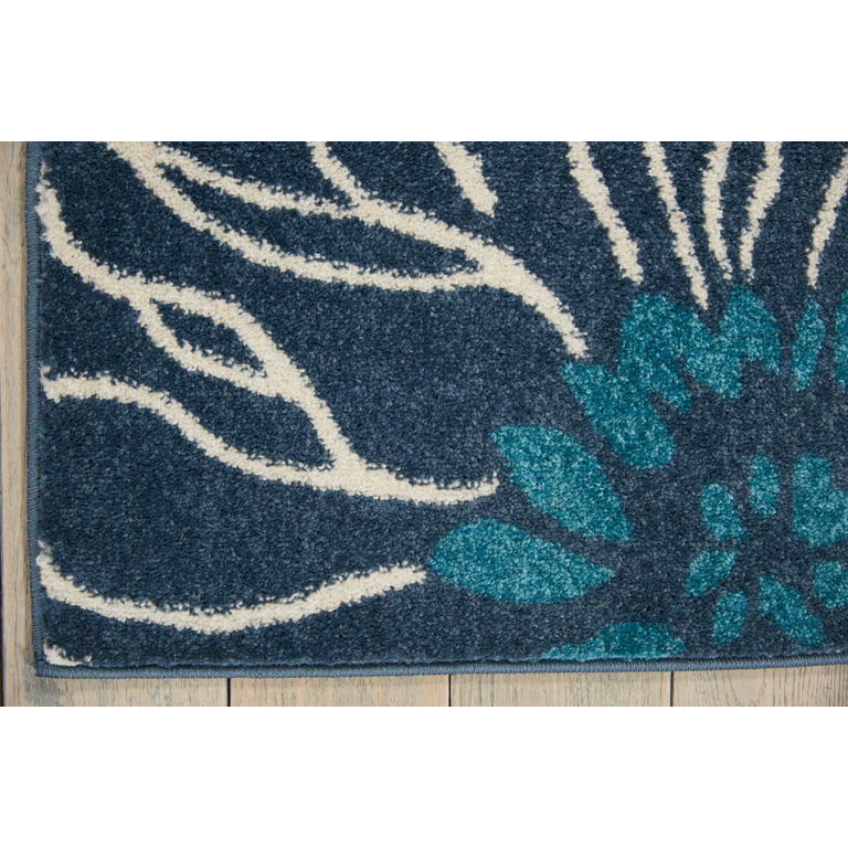 Nourison Layered 2-Piece Coir & WovenDoormats ,Blue Floral