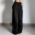 thumbnail image 3 of Gibobby pantalones deportivos mujer Pantalones tejidos ocasionales del bolsillo recto del ajuste flojo del color sólido de la moda (Negro, S), 3 of 5