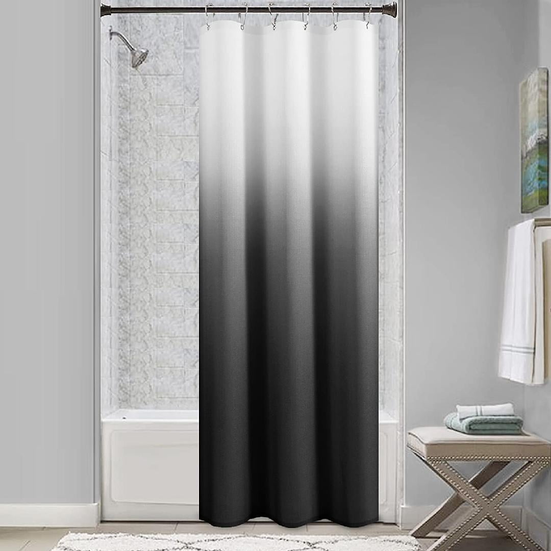 Small Stall Black Men Shower Curtain 36 inch Wide Bathroom Shower Stall Curtain Set Black Gray