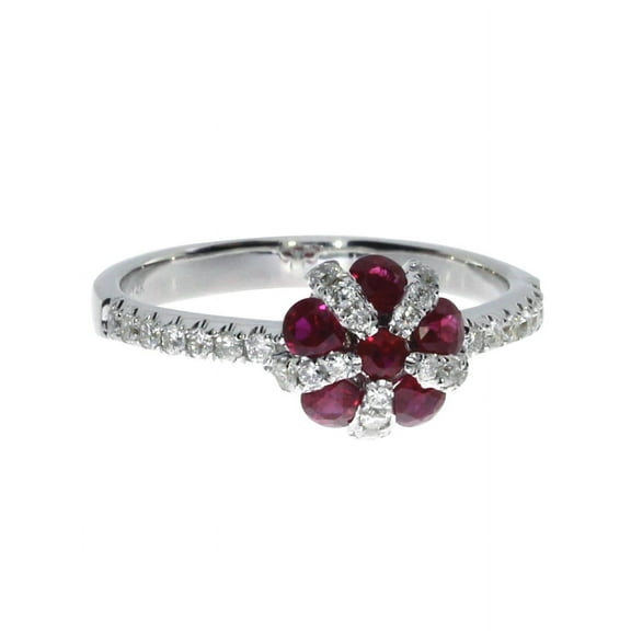 14k White Ruby Ball Ring