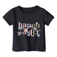 thumbnail image 4 of PMVFHDE T-Shirt pour Filles T-Shirts Graphiques Mignons Hauts d'Été pour Filles Enfants Pâques T-Shirt Graphique Mignon Col Rond Manches Courtes T-Shirt Décontracté d'Été Noir, 2-3 Ans, 4 of 4