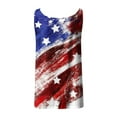 thumbnail image 2 of QLEICOM Womens 4th of July Tops Independence Day Popular American Flag Printed T-shirt Printing V-Neck Sleeveless Sling Summer Loose Fitting Tank Tops Blouses Blue XXL, 2 of 5
