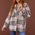 thumbnail image 3 of MKLEKYY Pull pour Femmes, Veste à Carreaux en Laine d'Agneau, Veste Décontractée, Long Cardigan, 3 of 8