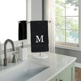 thumbnail image 4 of Monogrammed Towel Set, Personalized Gift, Set of 3- White Block Letter Embroidered Towel - Extra Absorbent 100% Turkish Cotton - Soft Terry Finish - Initial M Black, 4 of 4