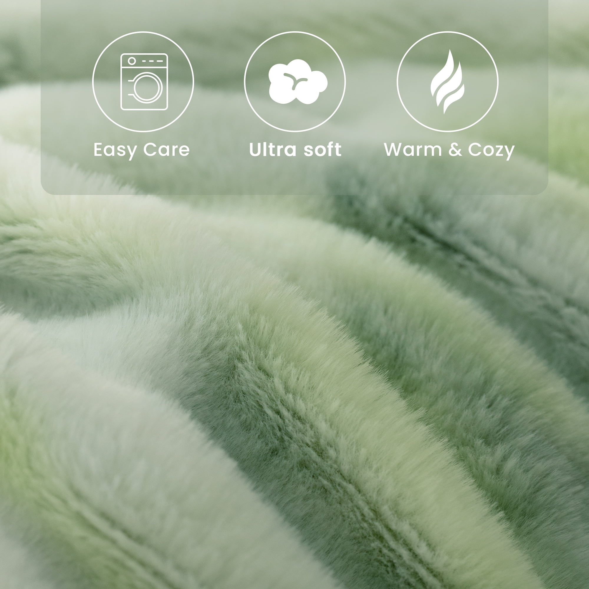 Blunique Faux Rabbit Fur Blankets and Throws Soft Cozy Throw Blanket Home Decor for Couch, Bed, Travel, 50x60 in, Sage Green