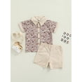 thumbnail image 2 of Kiapeise Toddler Baby Boys Short Sleeve Shirt Print Blouse Lapel Button Tops and Shorts Set Casual Suit Spring Summer Outfits 2pcs, 2 of 9