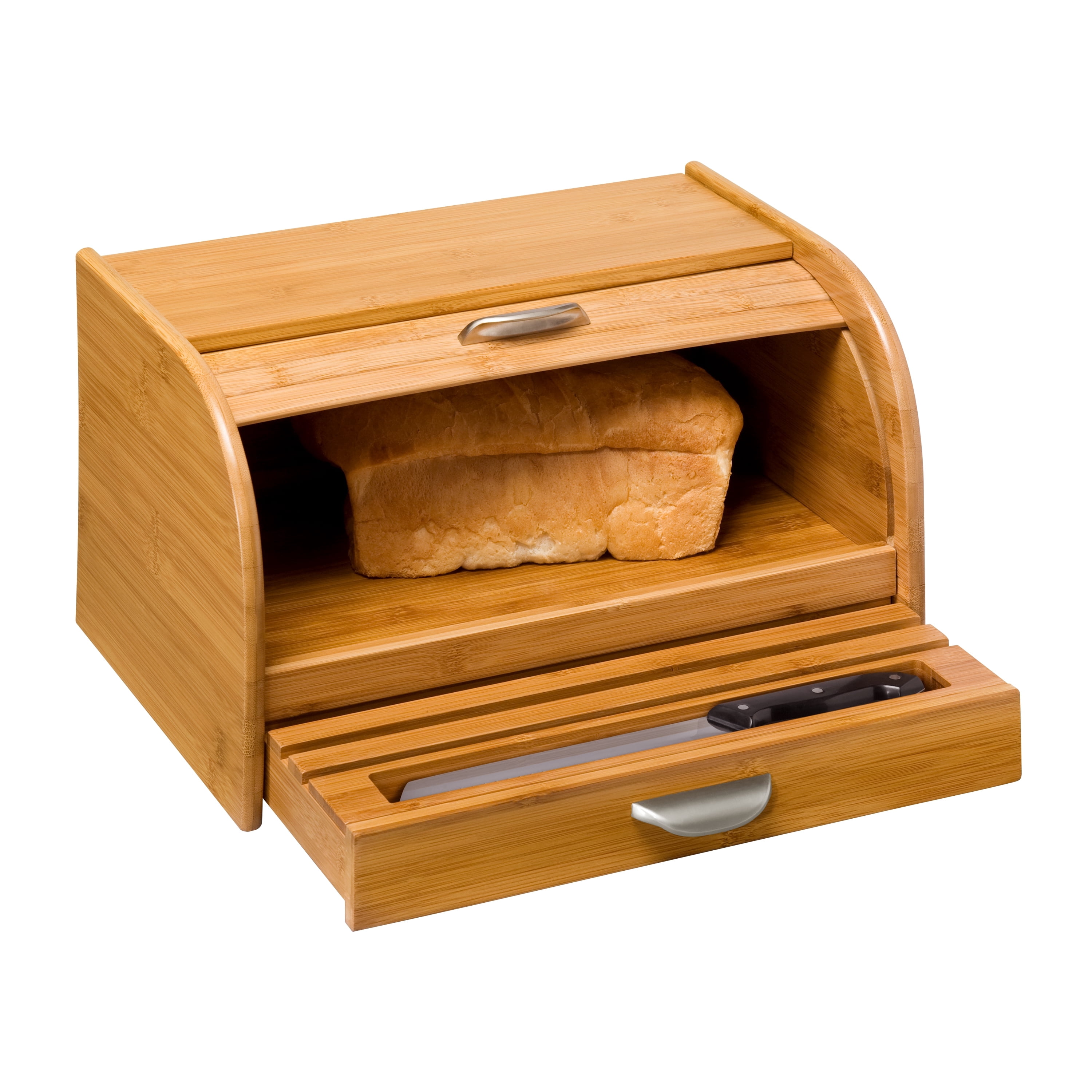 Honey-Can-Do Bamboo Bread Box with Pull-Out Drawer and Cutting Board - Thumbnail 2