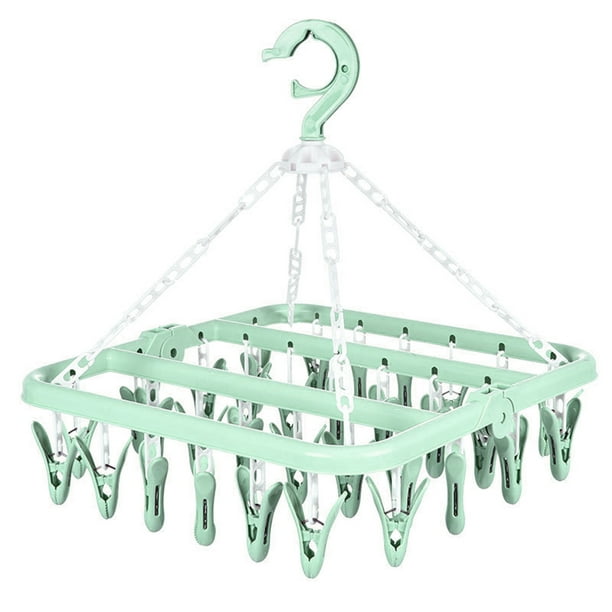 32 Clip Folding Hanger Laundry Clip Rack Laundry Hanger With Clips