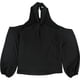 thumbnail image 1 of bar III Womens Keyhole Cold Shoulder Blouse, deepblack, 2XL, 1 of 2