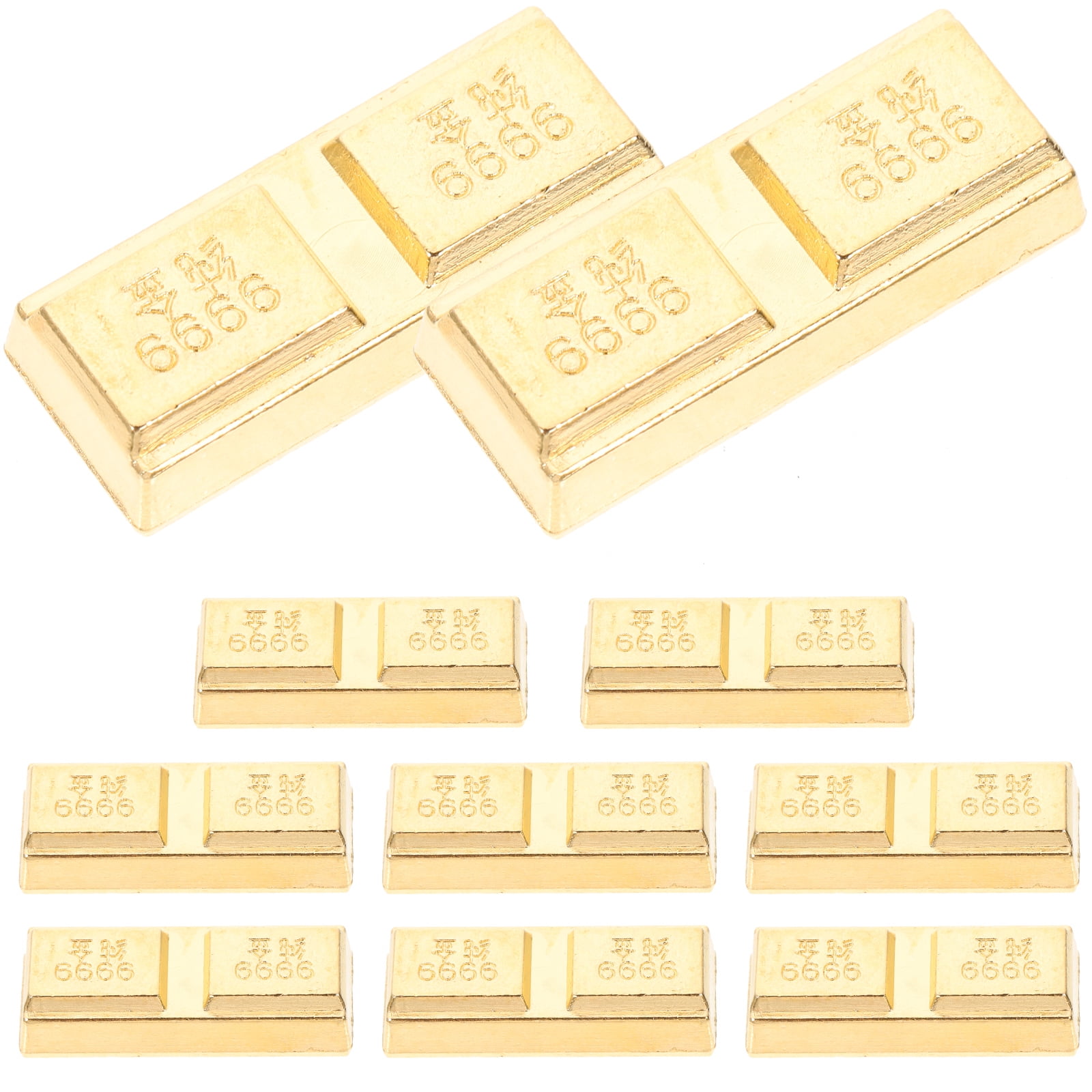 NUOLUX 10pcs Fake Gold Bars Realistic Golden Bricks Movie Golden Bricks