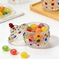 thumbnail image 4 of Glass Candy Jar with Lid, 11cm Colorful Dot Candy Dish for Dessert, Cookie, Jewelry, Wedding Party Decor, Kitchen & Tabletop Storage (4.33x3.15in), 4 of 8