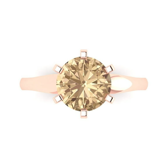 Solitaire Engagement Ring for Women - 2.5ct Yellow Moissanite in 14K Rose Gold Promise Ring