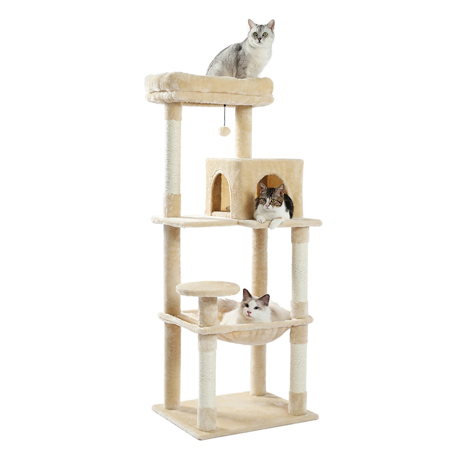 Pefilos Cat Tree Tower for Indoor cats wall Multi-Level Cat Tower for Large Cats Sturdy Cat Tree House for Indoor Cats Hammock and Condo for Cats, Beige Pefilos Cat Tree Tower for Indoor cats wall Multi-Level Cat Tower for Large Cats Sturdy Cat Tree House for Indoor Cats Hammock and Condo for Cats, Beige