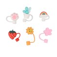 thumbnail image 1 of Straw Cover, Gift Reusable Silicone Straw Toppers Food Grade Sealed Cartoon   For Parties Type A,Type B, 1 of 8