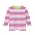 thumbnail image 3 of GA WEIHUA Cute Striped Shirt for Girls Stretch 3/4 Sleeve Tops Kids and Toddler Basic Crewneck Tops Blouses 2025 Summer Loose Trendy Preppy Tshirts(Pink,11 Years), 3 of 4