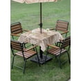 thumbnail image 4 of Outdoor Tablecloths with Umbrella Hole & Zipper, Brown Coastal 60x60 Inch Square Tablecloths, Summer Beach Nautical Starfish Coral Vintage Waterproof Table Cloth, Patio/Pool/Picnic Table Covers, 4 of 8