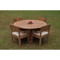 thumbnail image 4 of Grade-A Teak Dining Set: 4 Seater 5 Pc: 60" Round Table And 4 Veranda Arm Chairs Outdoor Patio WholesaleTeak #WMVRl, 4 of 4
