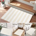 thumbnail image 6 of Cream Striped Large Area Rugs for Bedroom Living Room, Soft Non Slip Carpet Bedside Rug, Modern Farmhouse Cream White Stripes Rectangular Floor Cover Kitchen Accent Rug 2'x3' for Dining Room/Office, 6 of 9