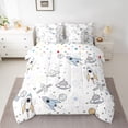 thumbnail image 2 of jejeloiu Space Rocket Aircraft 7pcs Bedding Comforter Set,Cute Universe Astronaut Queen Bedding Sets For Boy Teens Reversible, 2 of 8