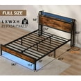 thumbnail image 2 of Furnulem Full Bed Frame with LED Lights,Industrial Storage Headboard with Charging Station,USB Port,Under Bed Storage,Wood Platform with Strong Metal Support,No Box Spring Needed, 2 of 8