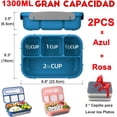 thumbnail image 2 of 2 Set Grande Caja Bento Box 1300 ml + 2 Pcs Cepillo para Lavar los Platos, Lonchera para Niños y Adultos, Caja de Almuerzo con Cuchara, Fiambreras con 4 Compartimentos, Contenedores de Almuerzoa, 2 of 4