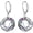 Purple, variant on Cat Earrings Sterling Silver Dangle Drop Leverback Earrings with Color-change Circle Crystal, Cat Jewelry Gifts for Cat Lovers