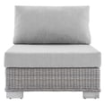 thumbnail image 3 of Modway Conway Modern Rattan & Fabric Outdoor Armless Chair in Light Gray, 3 of 9