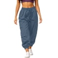 thumbnail image 3 of Cmtiyu Womens Cargo Pants Casual High Waist Drawstring Solid Jogger Pants Outdoor Athletic Trouser with Pockets S-2XL, 3 of 10