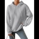 thumbnail image 1 of Sudadera con Capucha para Mujer, A , Cálida, Informal, Holgada, de Gran Tamaño. Gris XL, 1 of 7