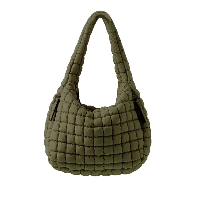 Bolso de hombro ASWACA Puffer acolchado para mujer de nylon negro