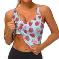 thumbnail image 4 of Haiem Strawberries Pattern Womens Sports Bra - U Neck Padded Low Impact Yoga Bra Workout Crop Top Gym Moisture-Wicking Workout Vest -X-Large, 4 of 9