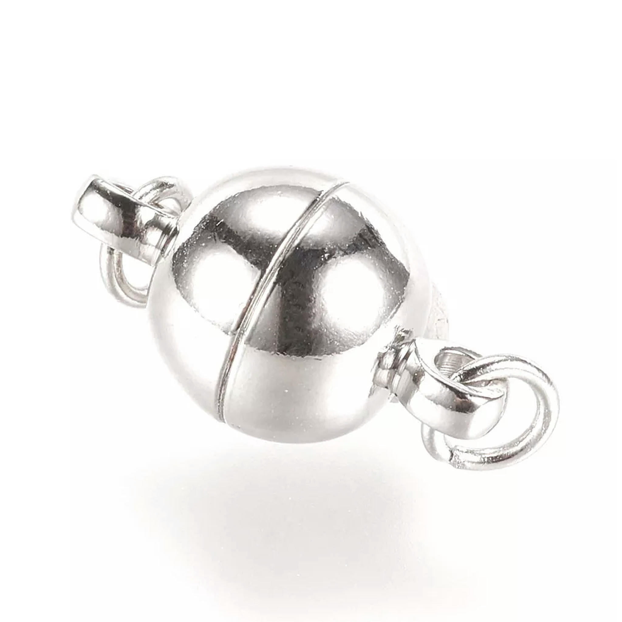 U8MO 50 Sets Platinum Tone Brass Ball Magnetic Clasps Smooth Closure Nickel Free 16mm
